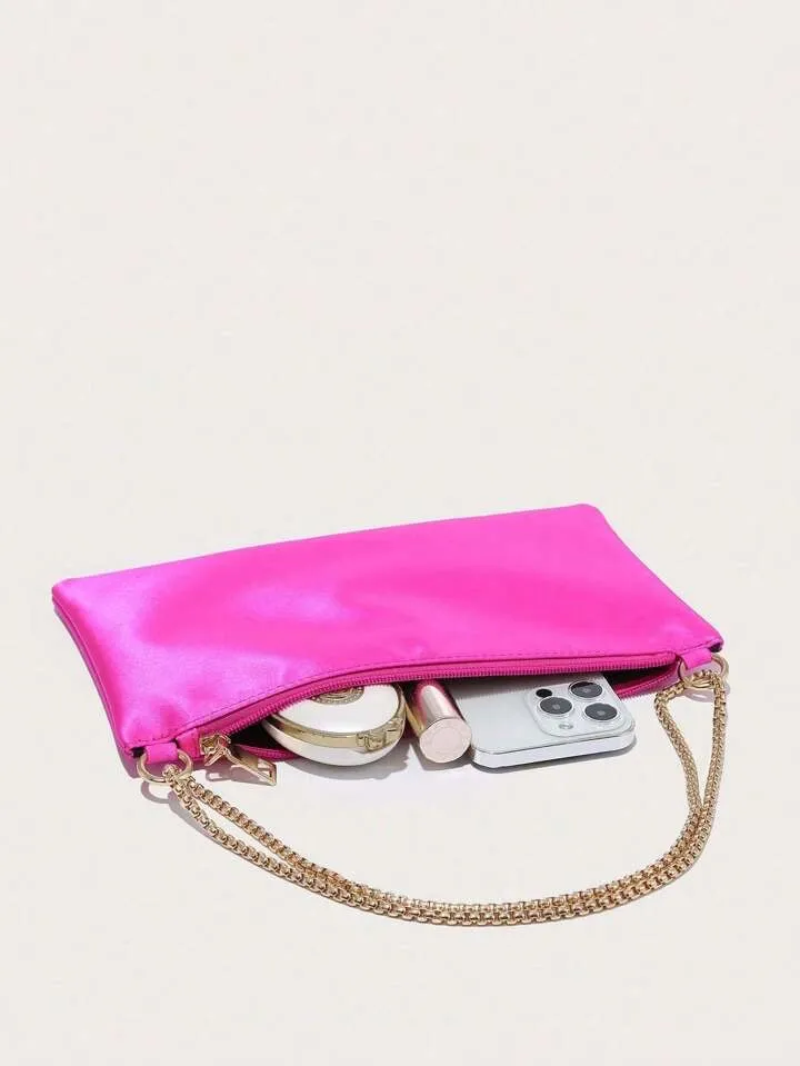 Hot Pink Satin Clutch