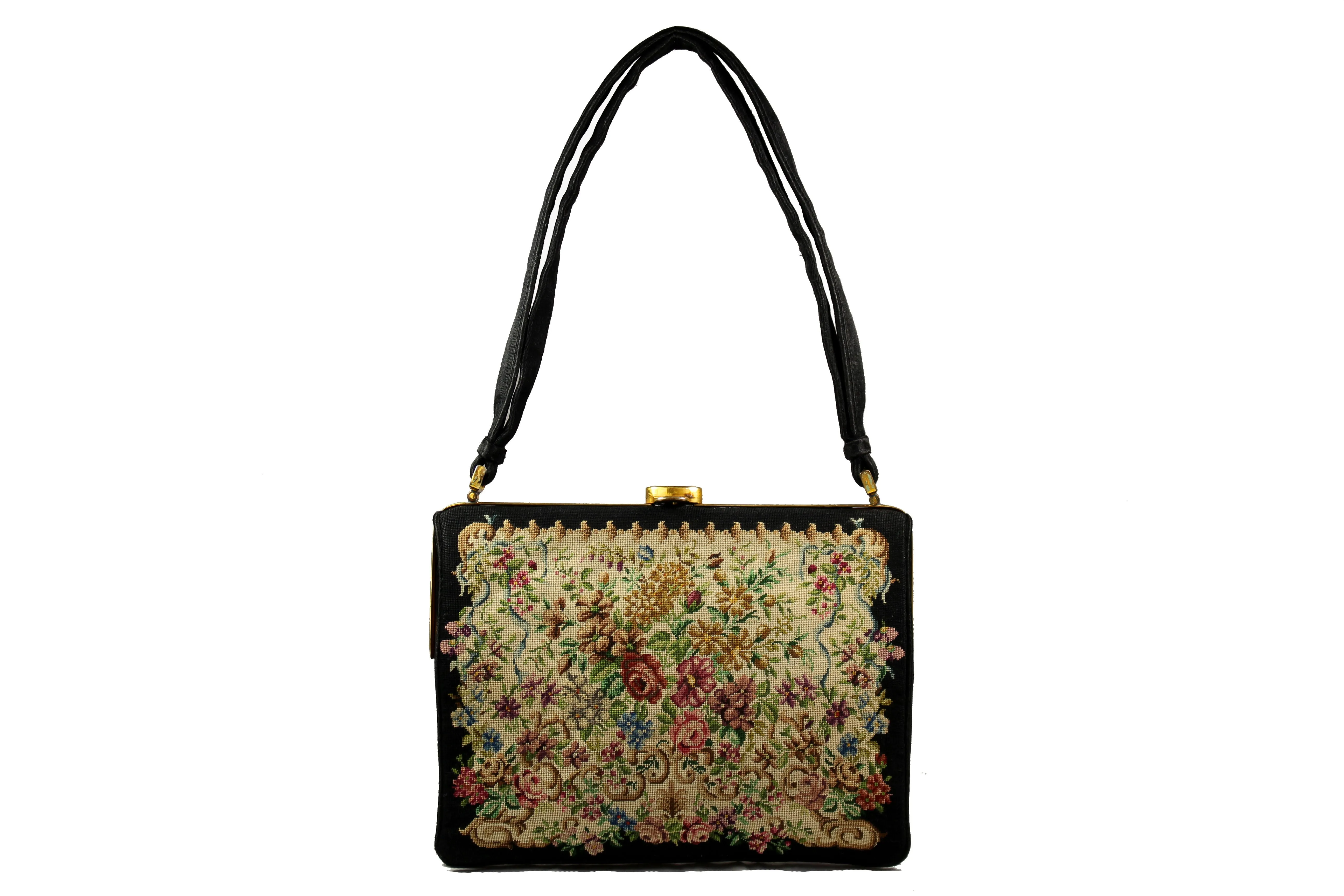 LOEWE petit point purse with enamel embellished frame