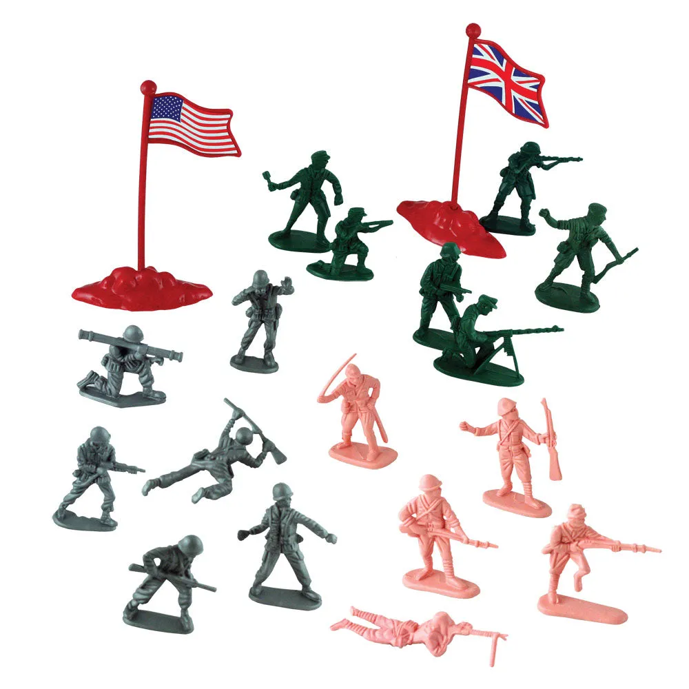 Military Figures in Mini Carry Bucket - 56-piece Set