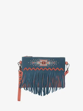 Montana West Aztec Embroidery Tassel Crossbody Wristlet