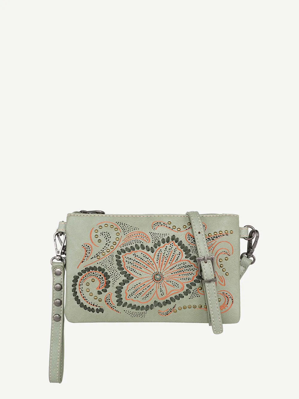 Montana West Cut-out Floral Embossed Crossbody Wristlet