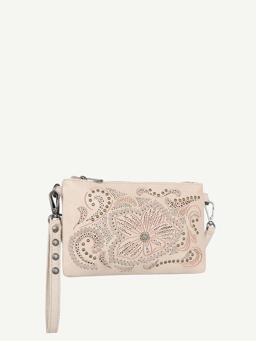 Montana West Cut-out Floral Embossed Crossbody Wristlet