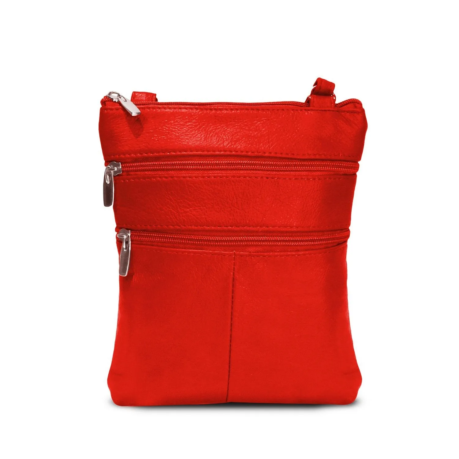 Multi-Pocket Leather Crossbody Purse Bag