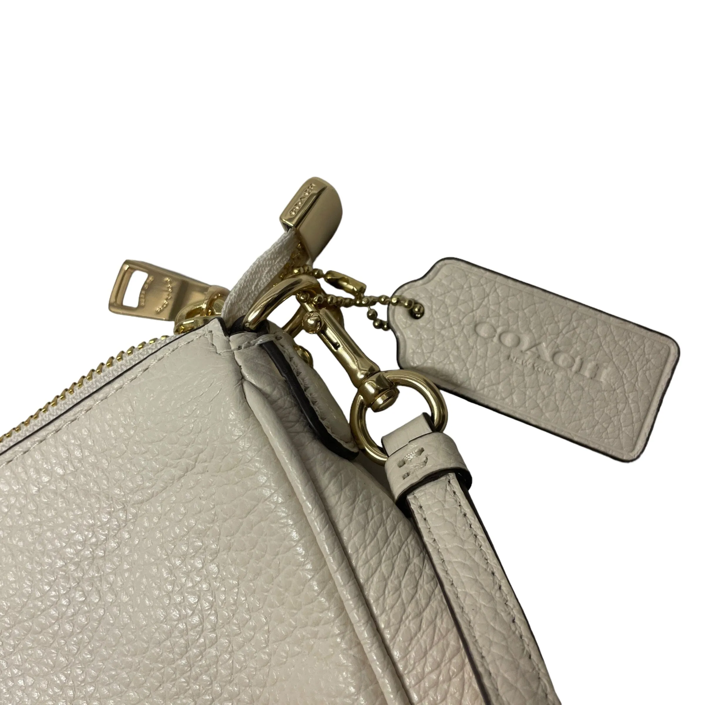 NWT Designer Coach Leather Crossbody Purse in Cream with Gold Accents