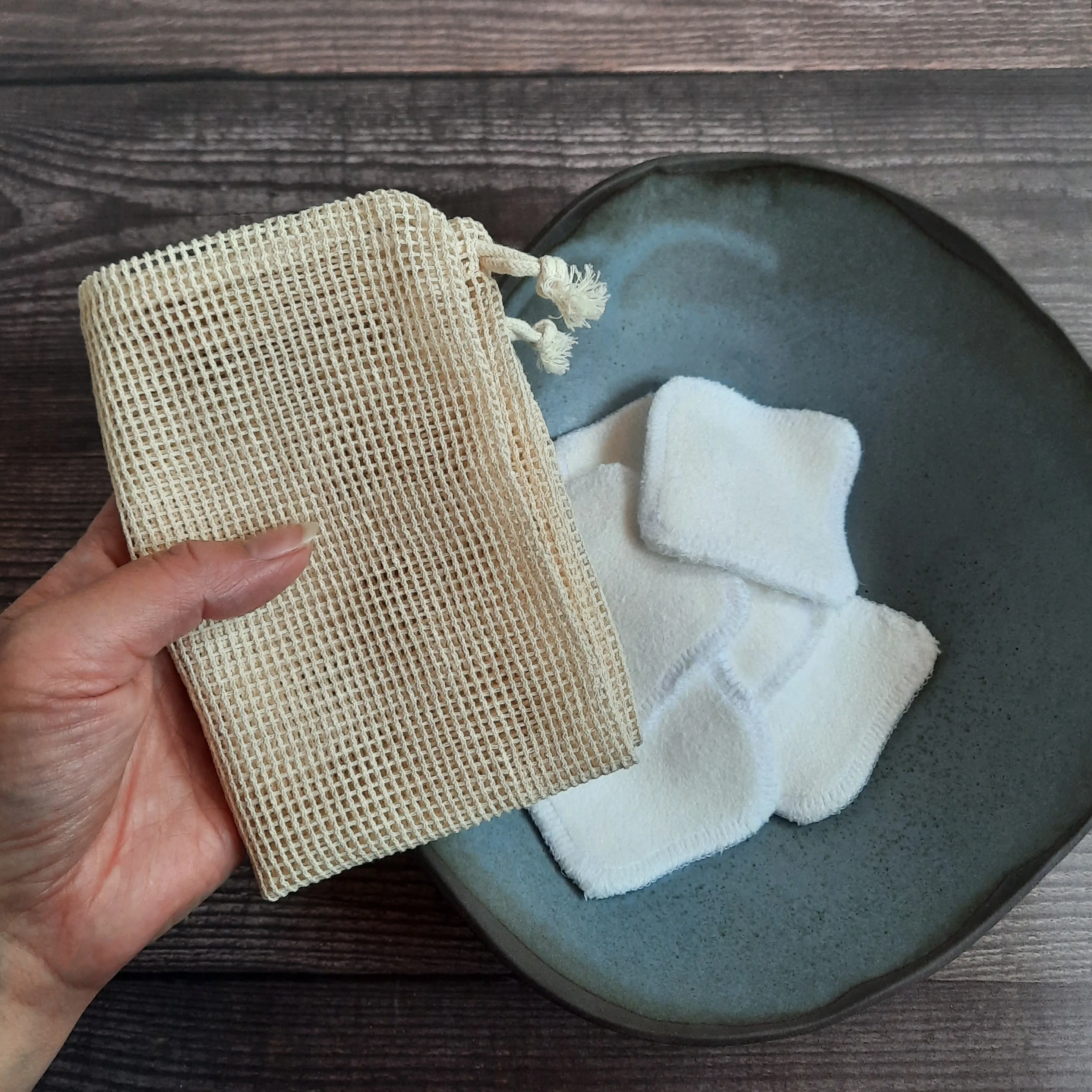 organic bamboo   cotton facial squares and/or cotton mesh laundry bags