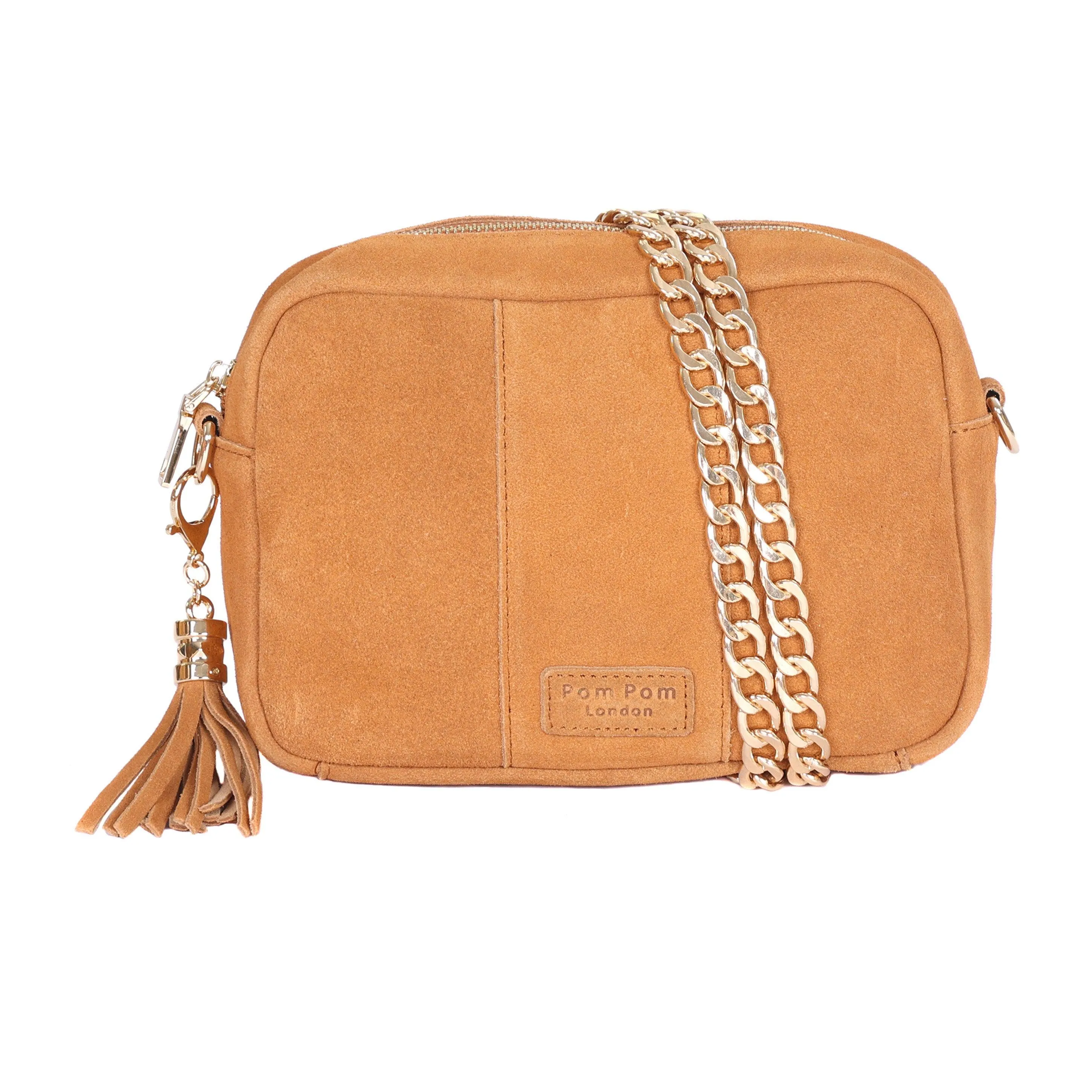 Pom Pom London City Suede Bag Tan