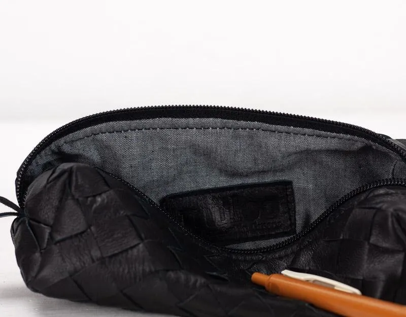 REC case - Black handweaved leather