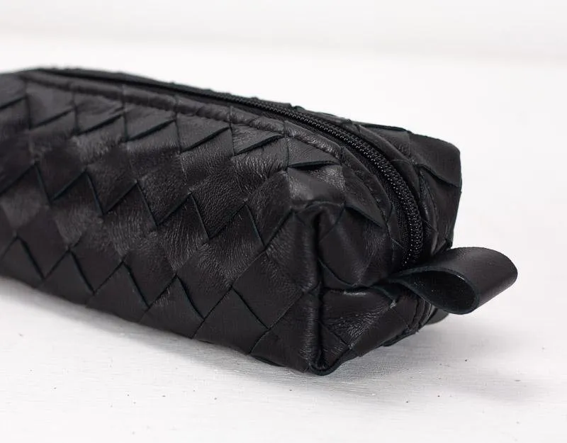 REC case - Black handweaved leather