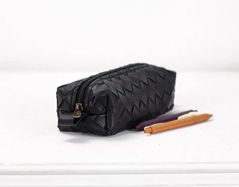 REC case - Black handweaved leather