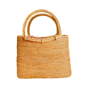 Resort-Top Handle Rattan Tote Bag