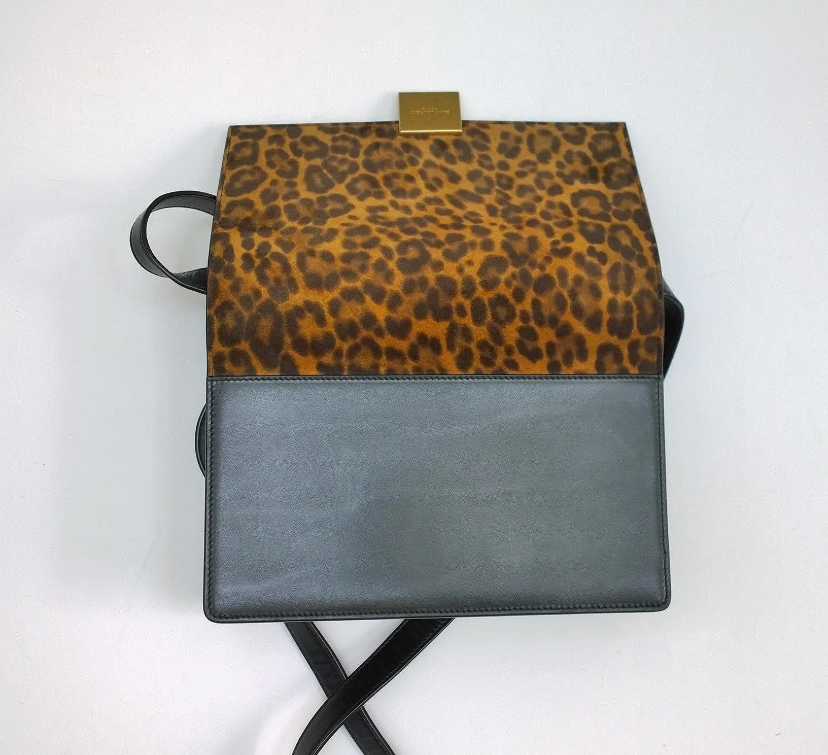 Saint Laurent Bellechasse Leopard Suede Black Crossbody Bag