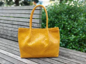 Frannie Yellow Sasha Weave Stylish Tote Bag