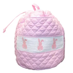 Smocked Pink Bunny Ditty Bag