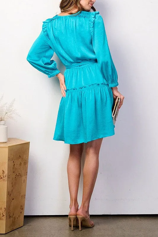 Teal Ruffle Dress