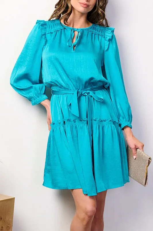 Teal Ruffle Dress