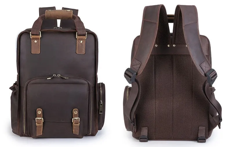 The Gaetano | Large Leather Backpack Camera Bag with Tripod Holder