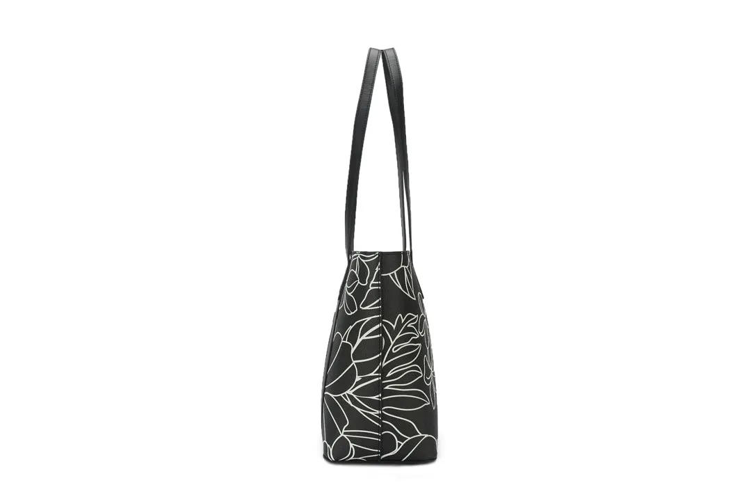 Tote Anny Hibiscus Lines Black