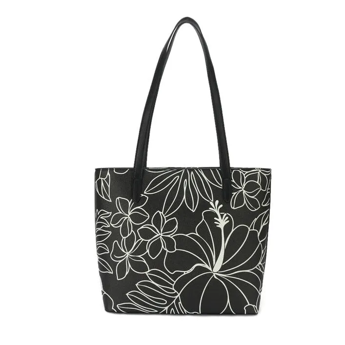 Tote Anny Hibiscus Lines Black