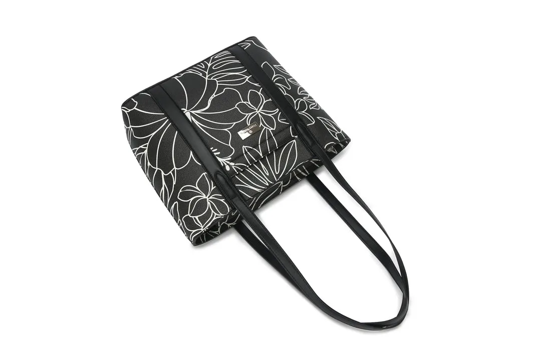 Tote Anny Hibiscus Lines Black