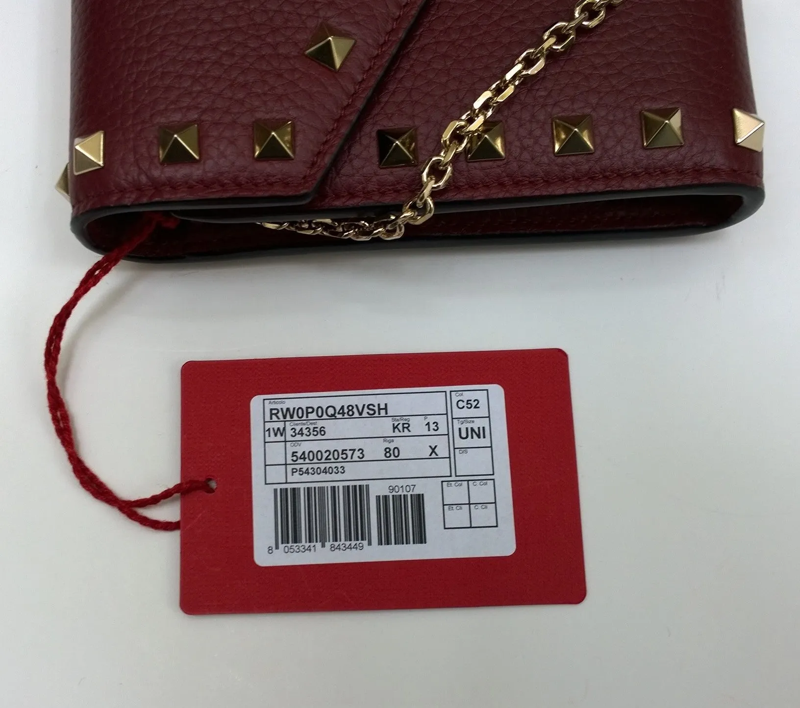 Valentino Garavani Burgundy Textured Leather Chain Bag Purse