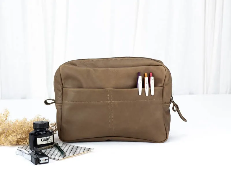 Ydra organizer - Khaki brown leather