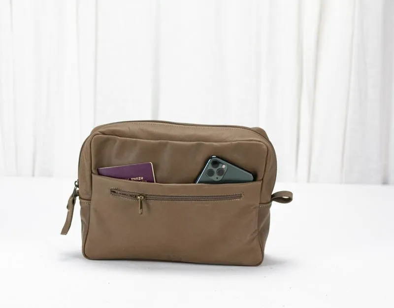 Ydra organizer - Khaki brown leather